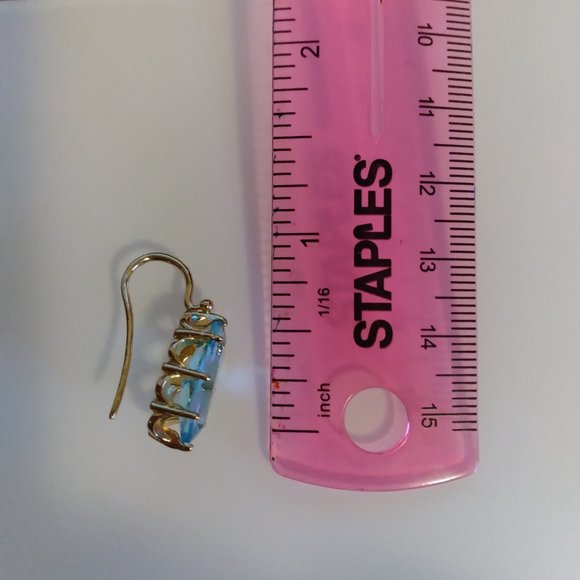 Beautiful Aqua Colored Rhinestone Earrings - Picture 5 of 5